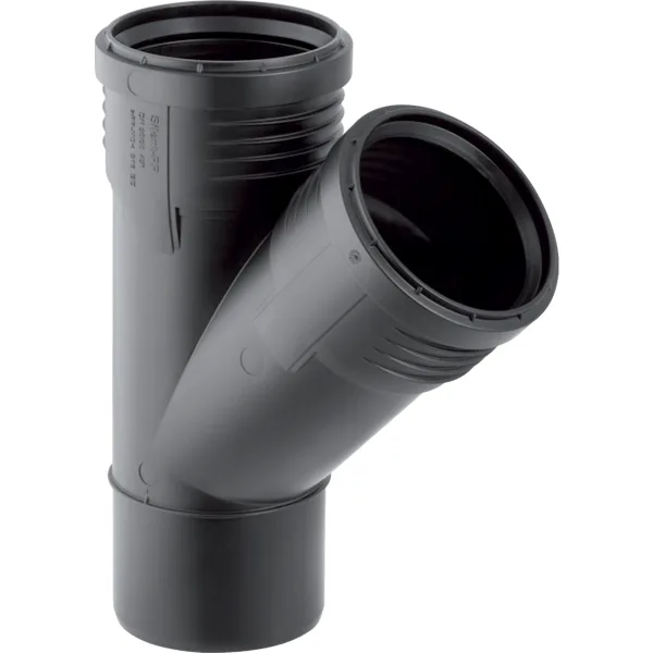 [390.131.14.1] Geberit PP T-stuk zwart 40mm 45° 2M/1S