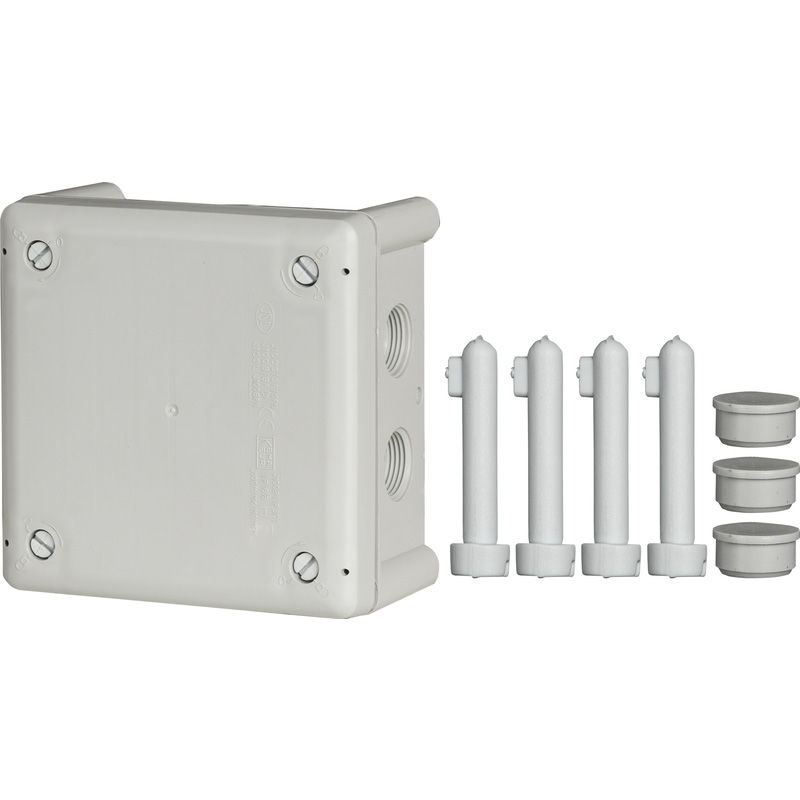 [J100-S] JSL BOX LINE kabeldoos voor metrische wartel - 7 schroefingangen M20 IP66 102x102x56 - grijs