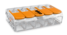 Wago verbindingsklem 5-voudig met hendel 0,2-6mm² oranje 15st/doos