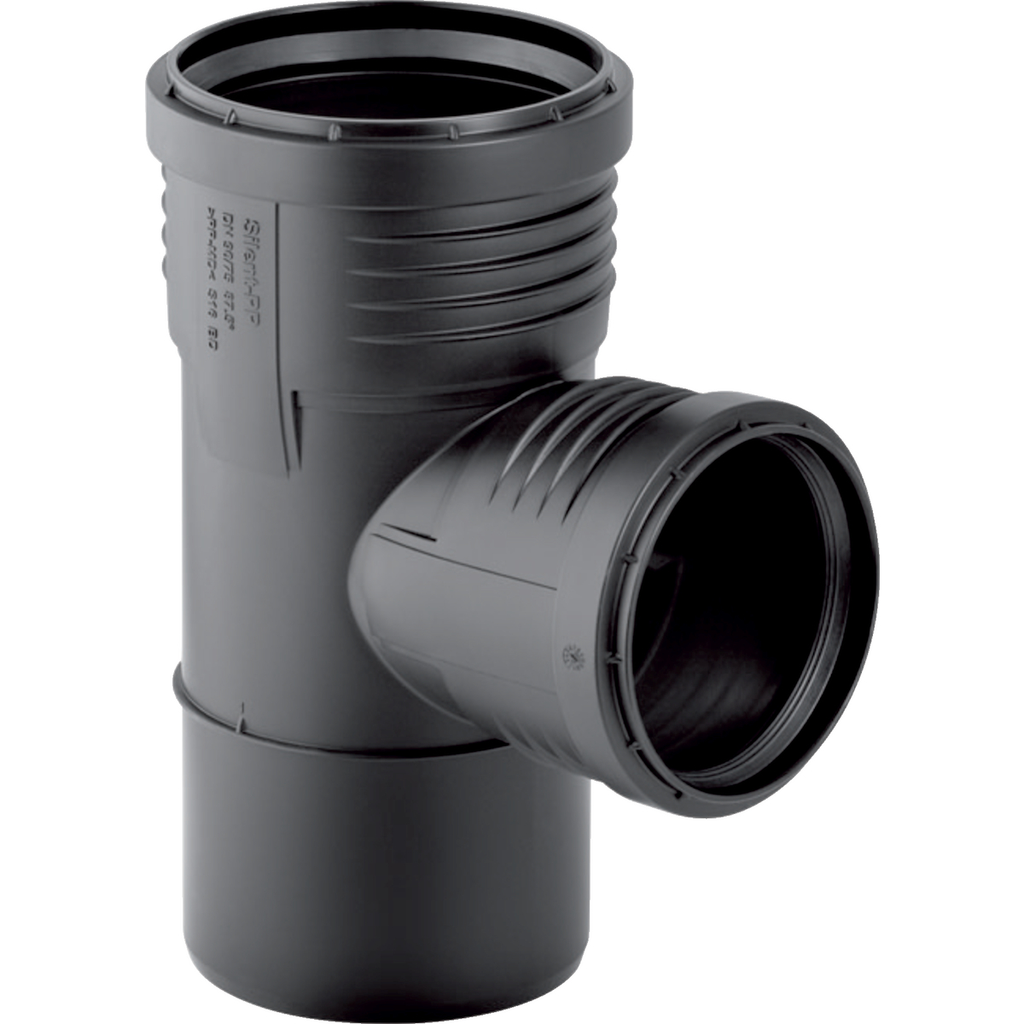 [390.147.14.1] Geberit PP T-stuk zwart 40mm 87° 2M/1S